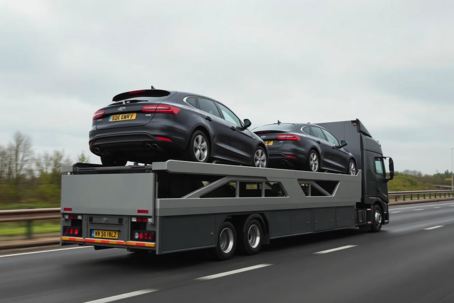 Cat's Recovery transporter loaded with a vehicle